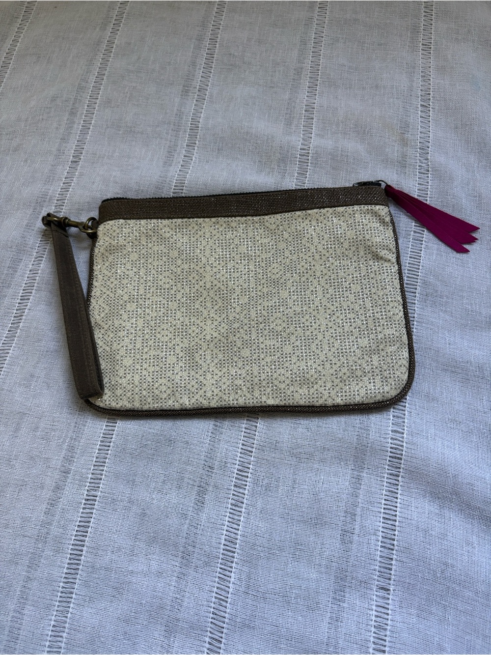 Calliope Wristlet With Shimmer Thread and Floral Interior